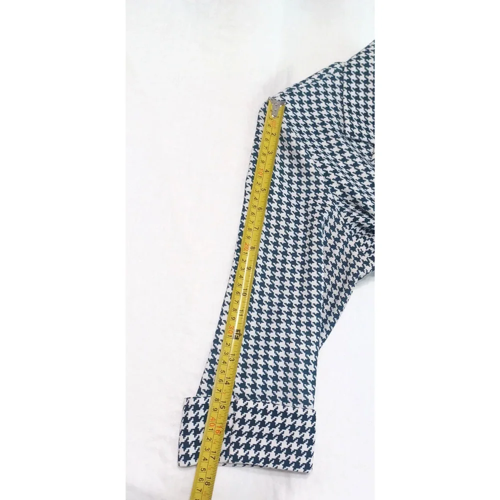 Dressbarn VTG Women's Blk Wht Houndstooth Check Blazer Sz L 3/4 Sleeve USA*READ